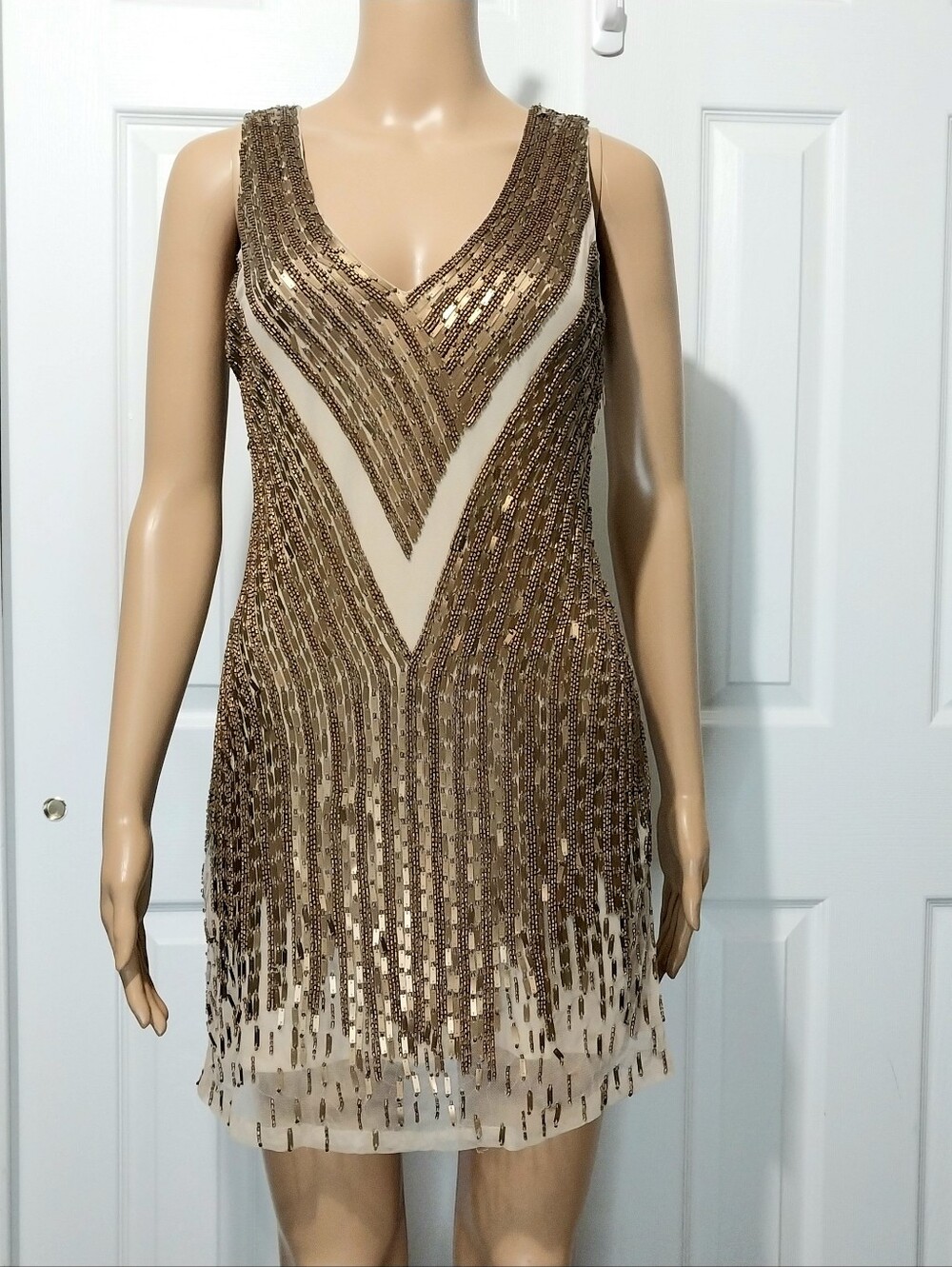 Free People x MLV "Too Late To Say Sorry" Beaded Sequin Mini Dress, Size S
